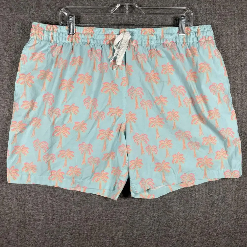 Chubbies Shorts Mens 2XL Blue Palm Tree Swim Trunks Lined Tropical Camp Surf 5.5